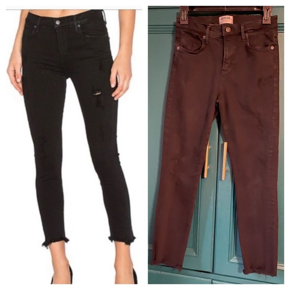 Agolde black distressed feel good jeans distressed skinny 26